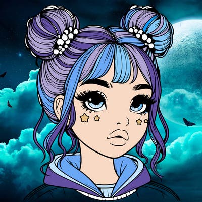 realistic girl with space buns