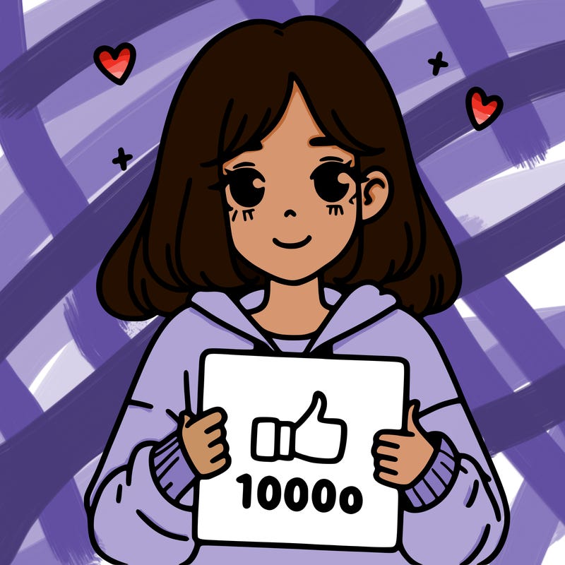 a girl with a sign saying 1000 likes