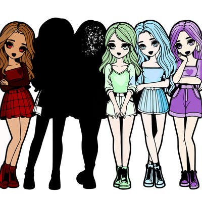 a group of girls realistic