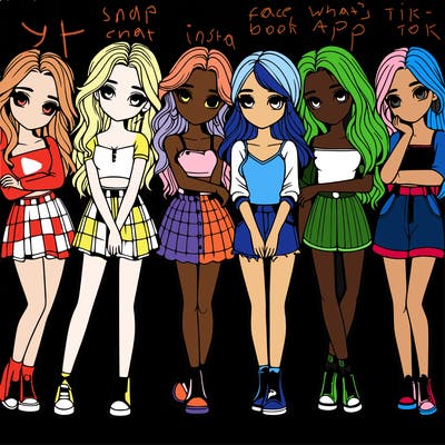 a group of girls realistic