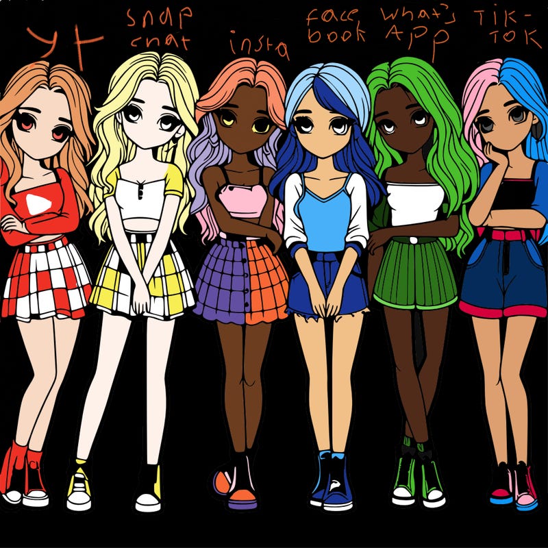 a group of girls realistic