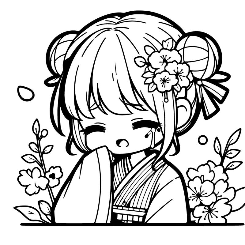 cute anime girl crying