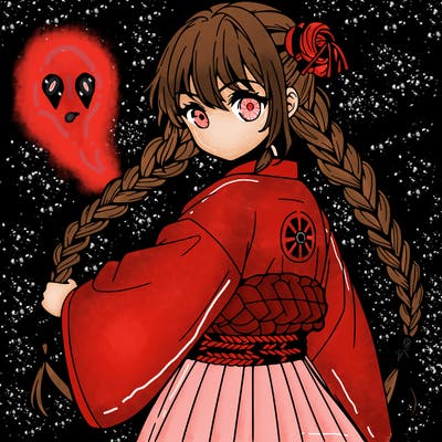 anime girl with three braids and a katana whip