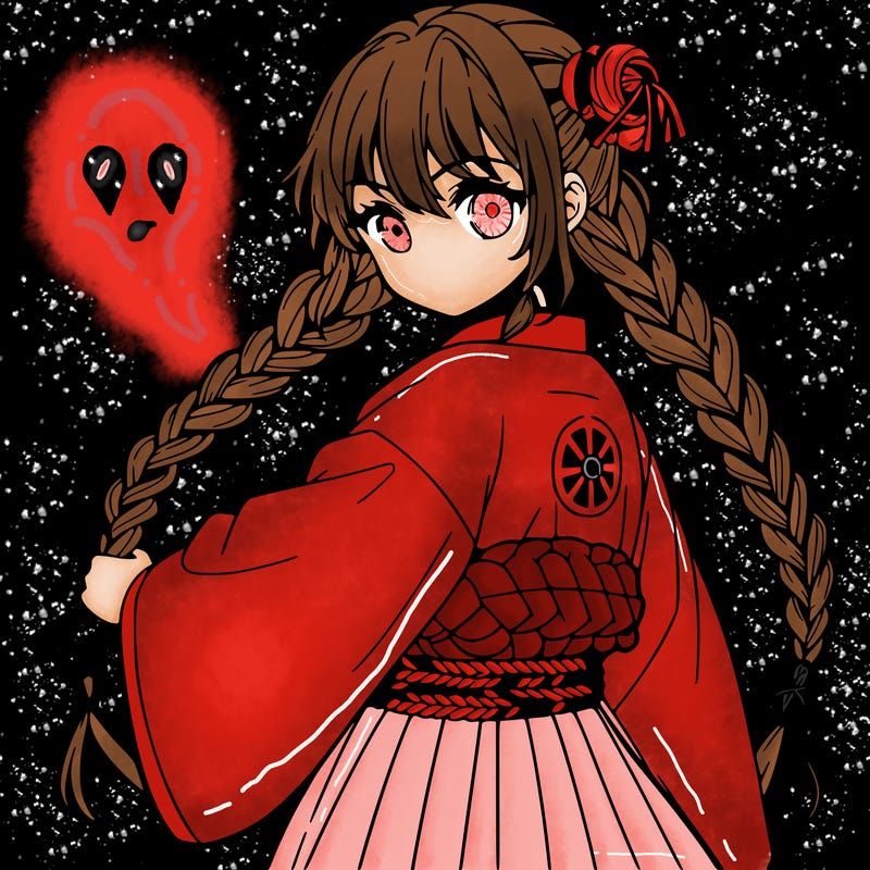 anime girl with three braids and a katana whip