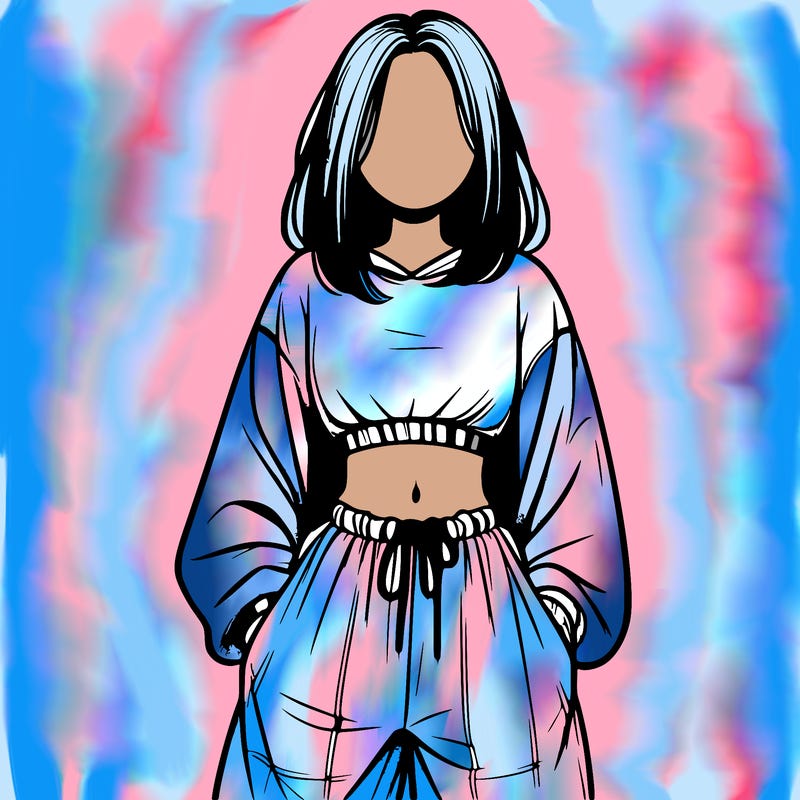 realistic girl faceless with baggy pants and a crop top