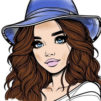 realistic girl with hat