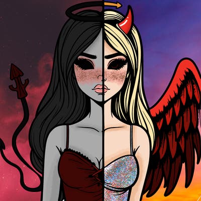 devil vs angel realistic girl