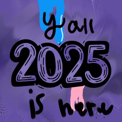 one line scrawled numbers sketch design “2025”