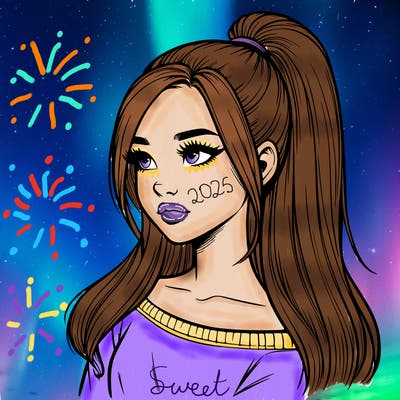 realistic girl with a high ponytail