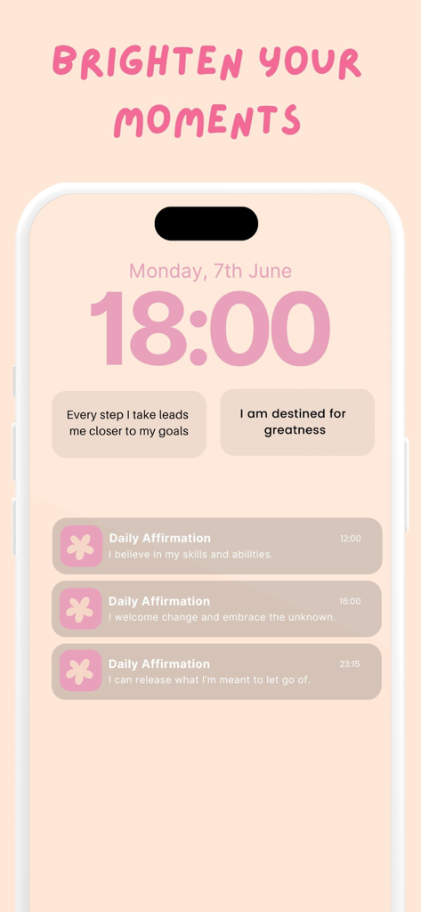 Manifest: Daily Vision Board - iPhone lock screen displaying daily affirmation widgets and notifications from the Manifest app