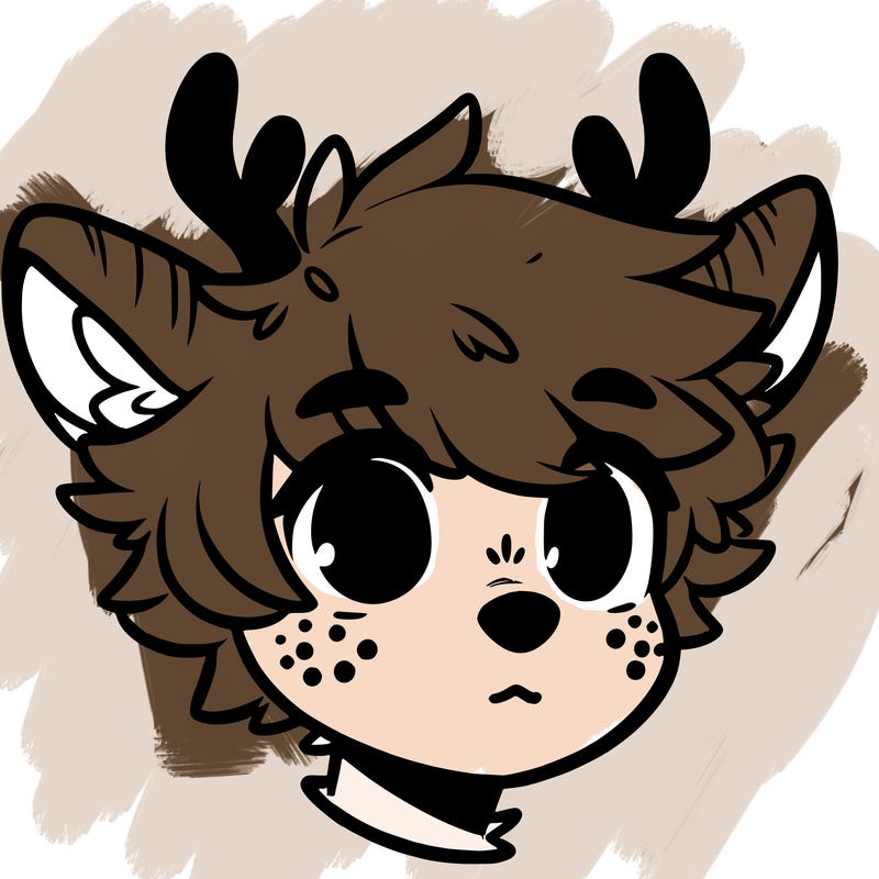 a humanoid deer with soft fluffy ears