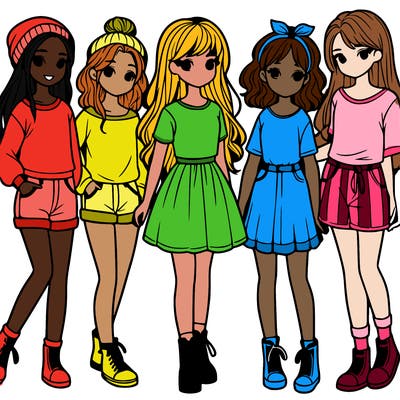 a group of five girls