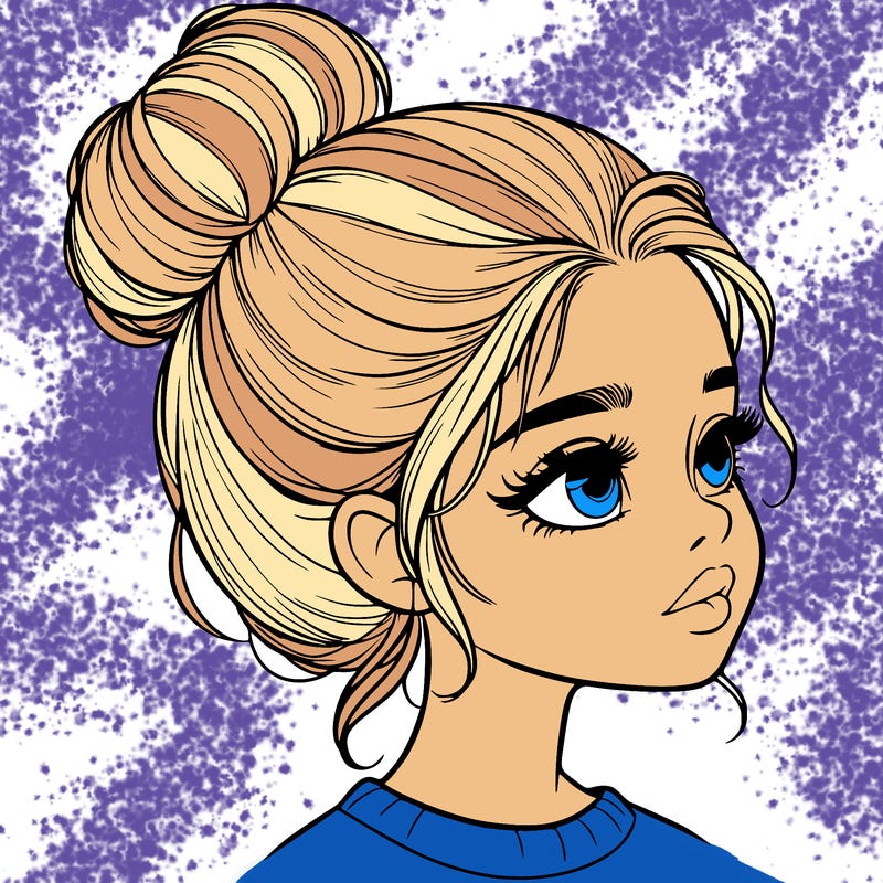 realistic girl with bun