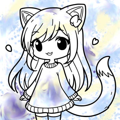 girl with cat ears and tail