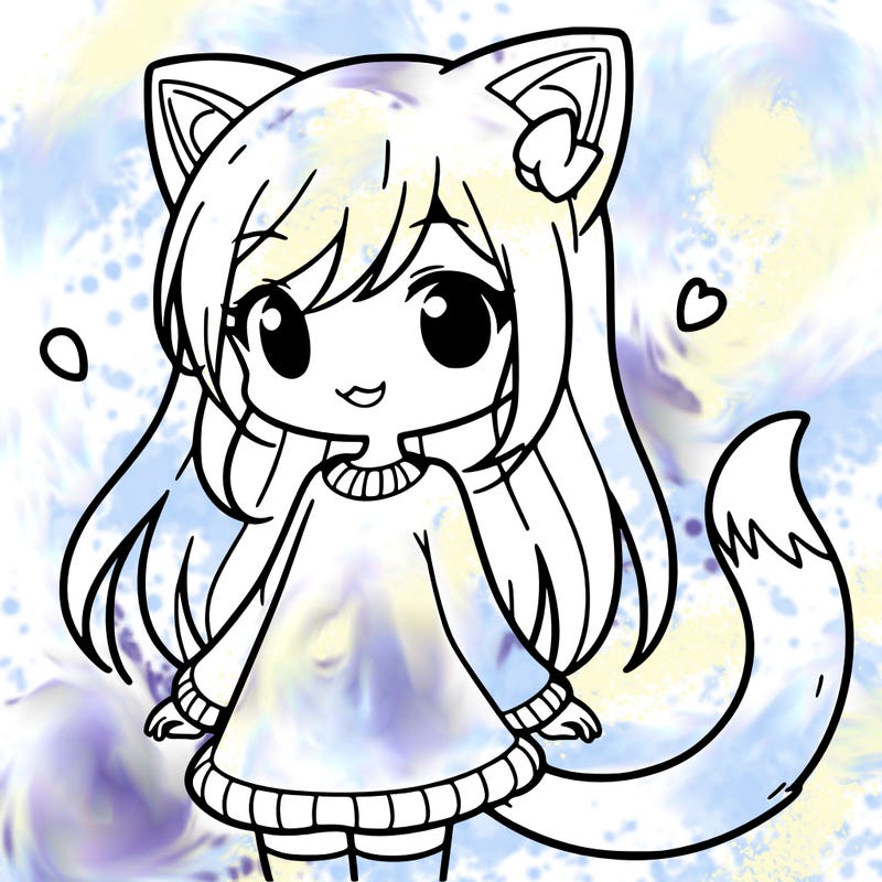 girl with cat ears and tail