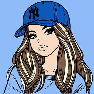 realistic girl wearing yankees hat