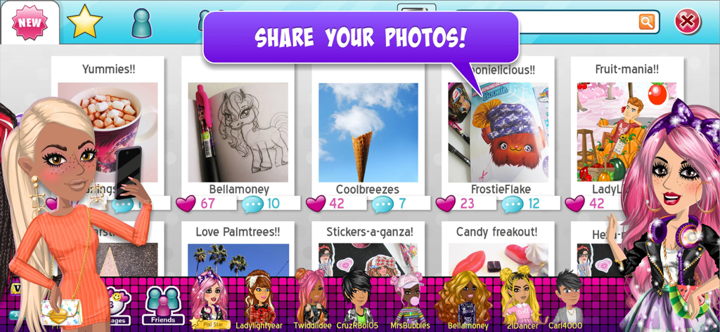 MovieStarPlanet: Classic - Un feed social retro en MovieStarPlanet Classic donde los usuarios comparten fotos e interactúan con amigos