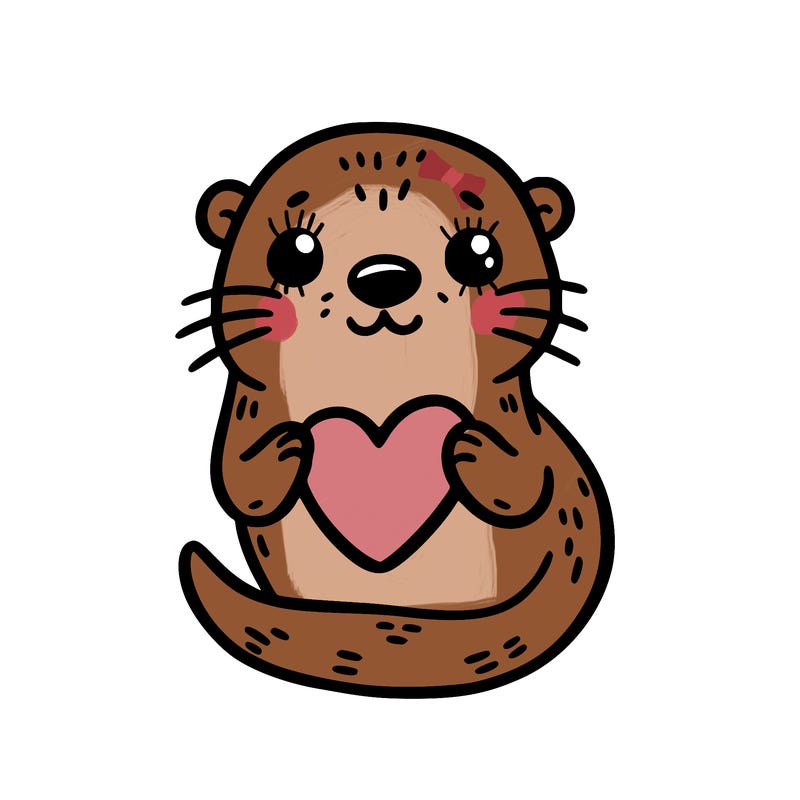 otter with a heart