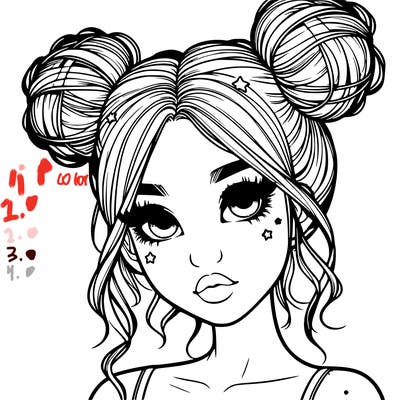 realistic girl with space buns