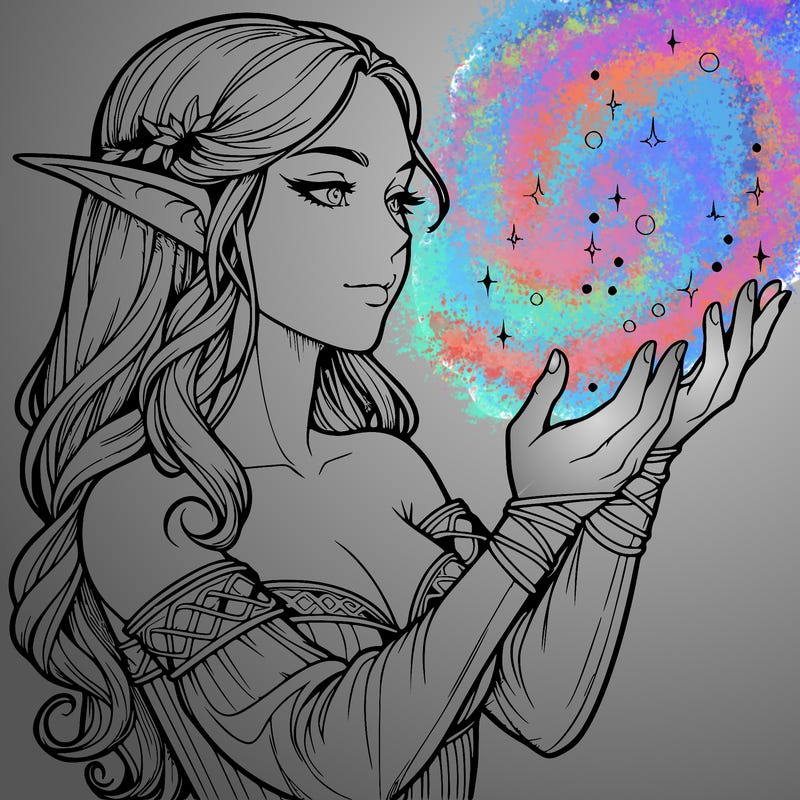 realistic elf girl doing magic