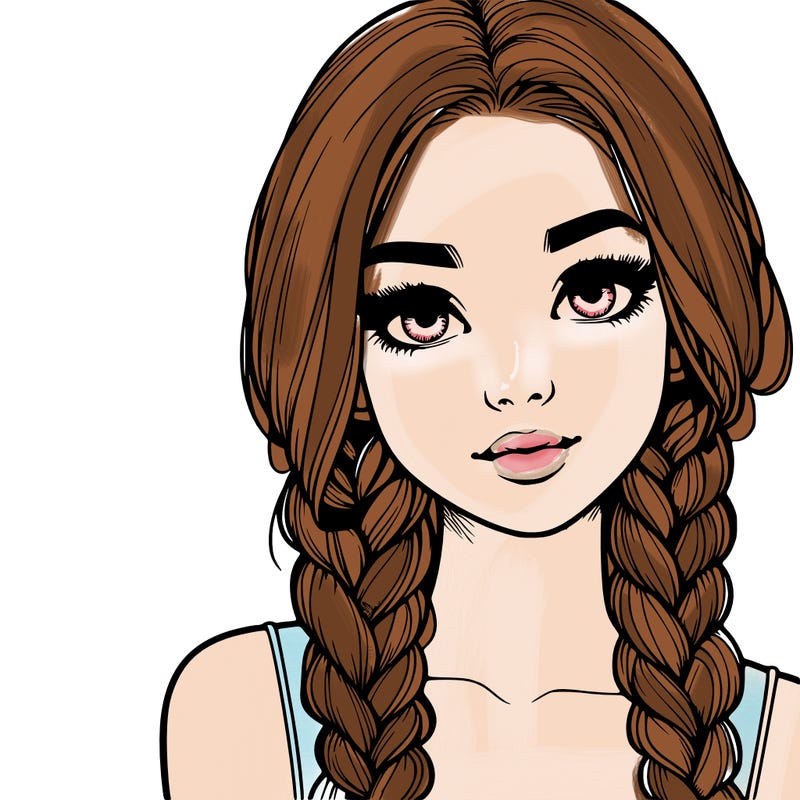 realistic girl with braids