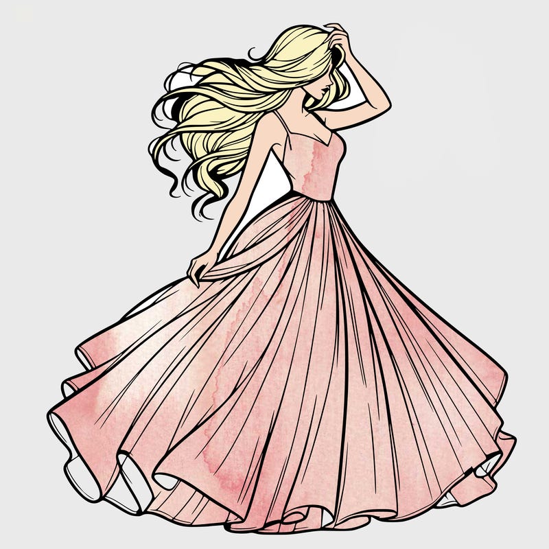 realistic woman with dress flowing in the wind