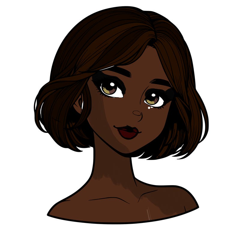 realistic girl with short hair