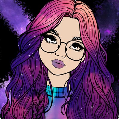girl with long hair and freckles and glasses realistic