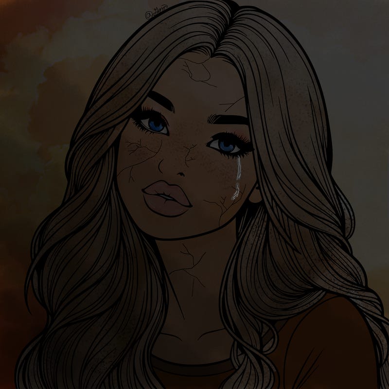 realistic girl with hair on her hair and lips