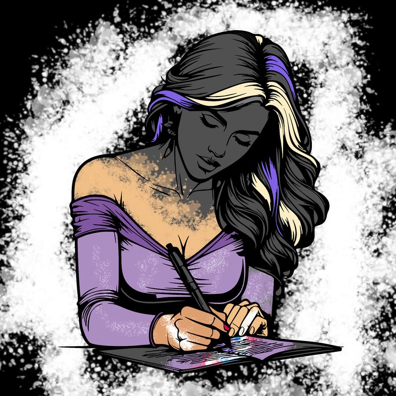 realistic female writing poetry