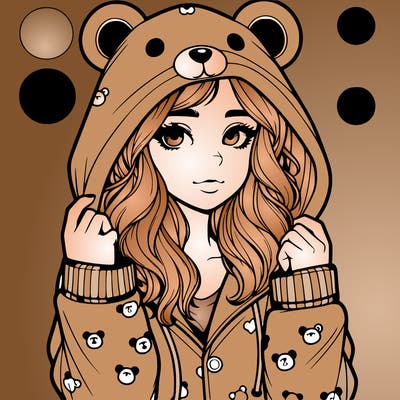 realistic girl in a animal pjs hoodie