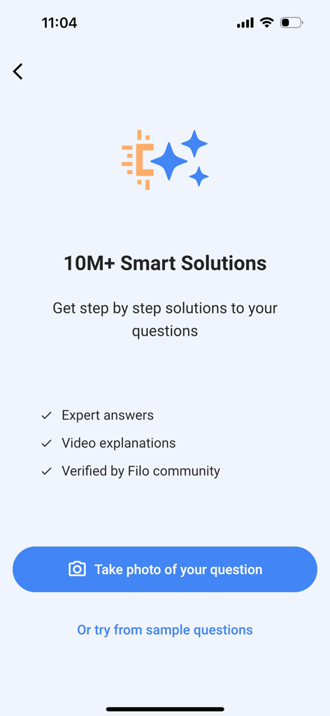 Filo: Homework & Exam Help - Filo app screen highlighting 10 million smart homework solutions and expert answers