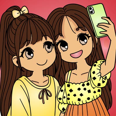 two sisters taking a selfie together