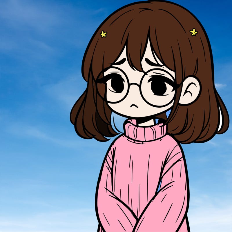 sad girl with glasses in a sweater