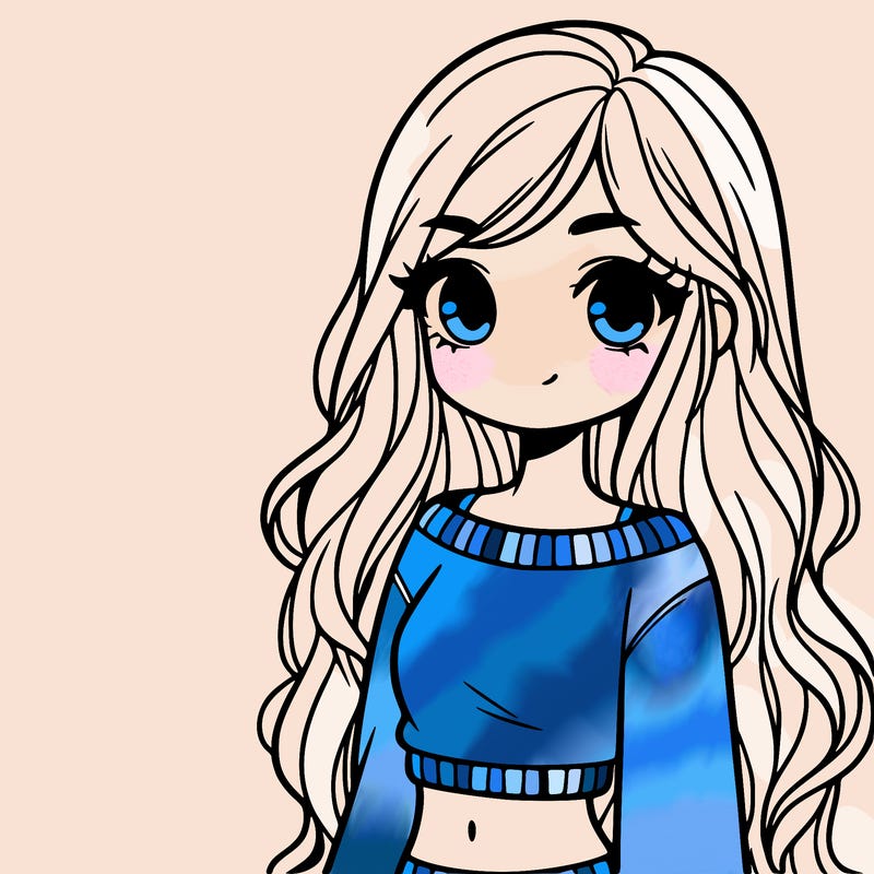 girl with long hair and a crop top with a sweater