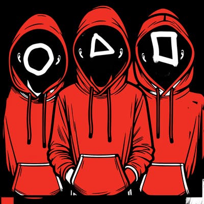 3 faceless people in  hoodies