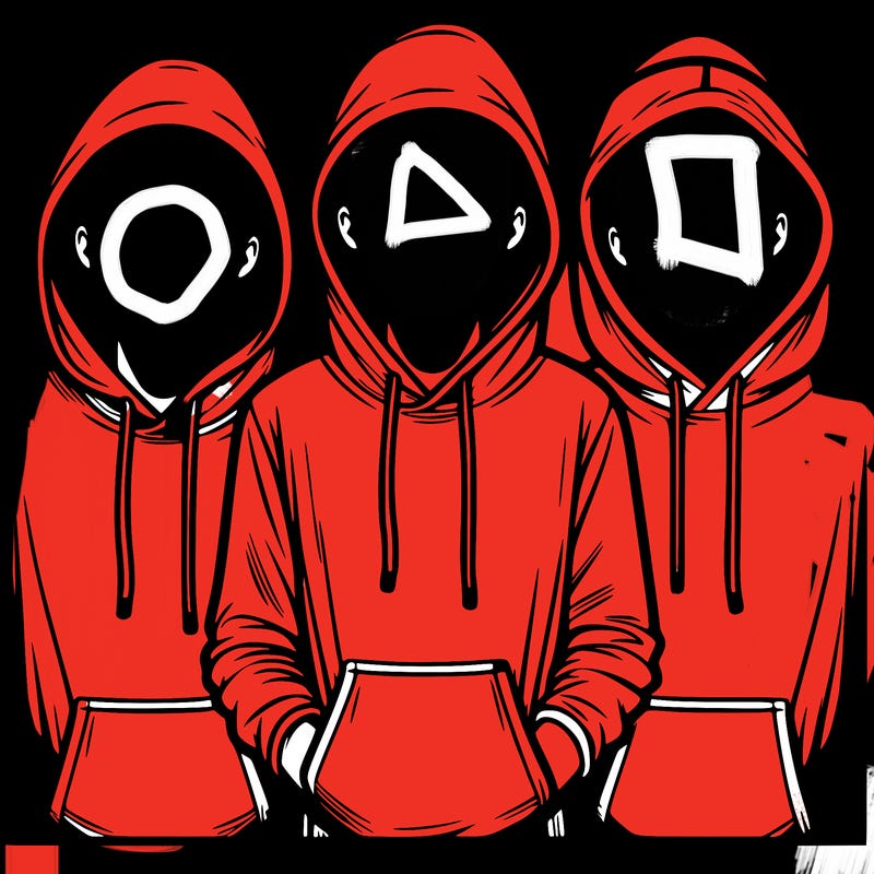 3 faceless people in  hoodies
