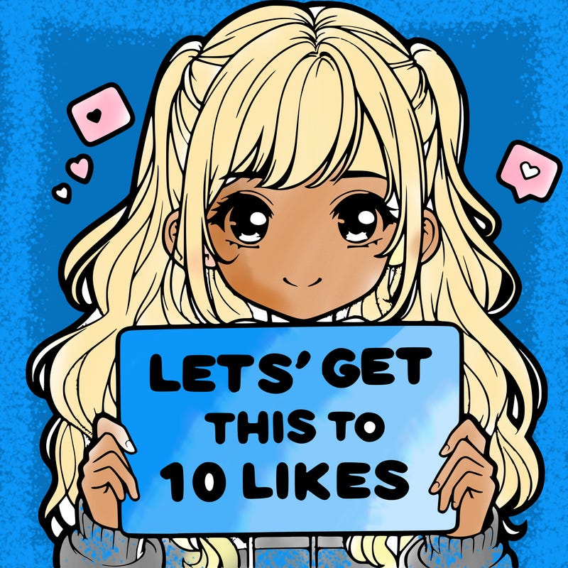 girl holding up sign that says let’s get this to 10 likes realistic