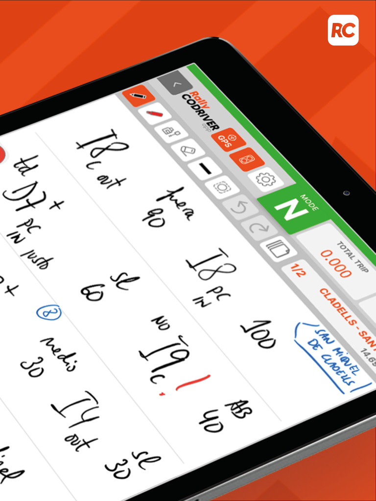 Rally Codriver - Note di navigazione digitali per rally con scrittura a mano e strumenti di navigazione su uno schermo iPad