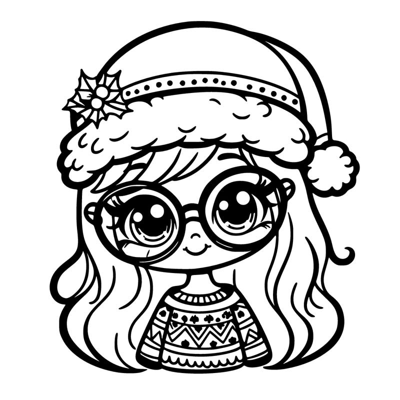 christmas girl, cute glasses