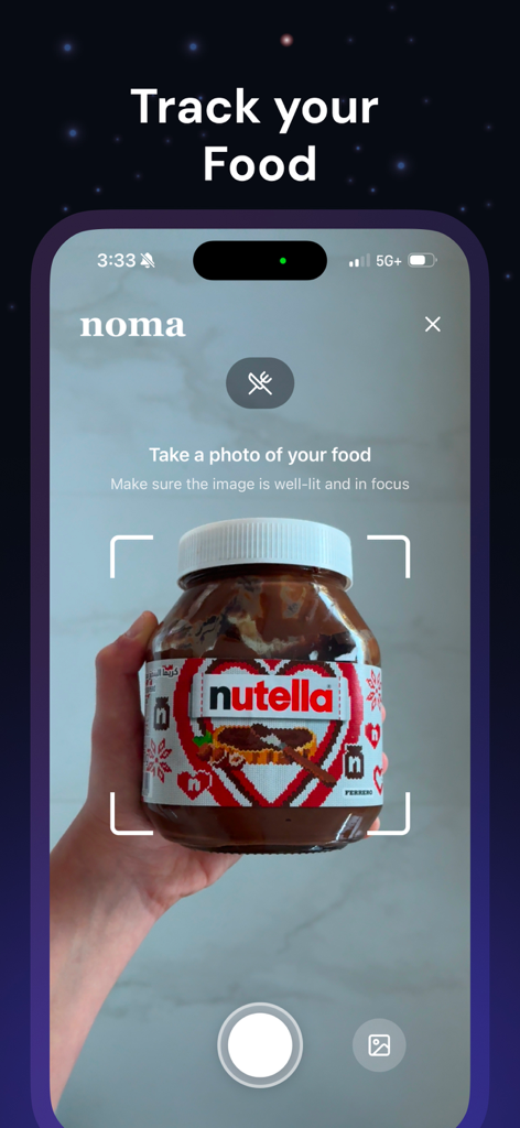 Noma - Get Rid of Acne - Smartphone interface of Noma app scanning food to track acne triggers