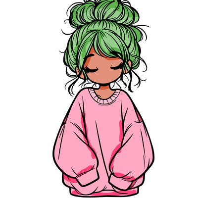 girl with baggy sweatshirt and messy bun
