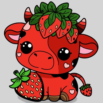 cute strawberry cow