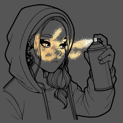 a realistic girl, spray painting