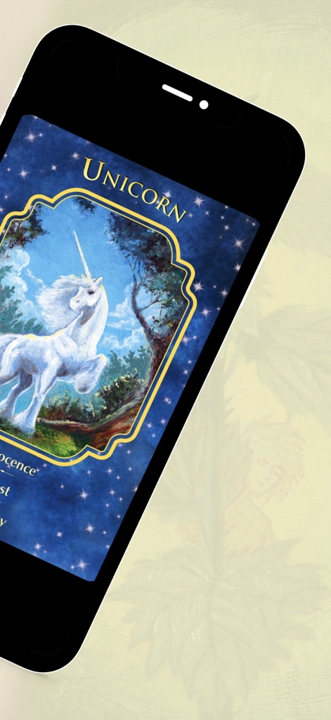 Angel Dreams Oracle Cards - Angel Dreams Oracle Card App zeigt ein Einhornsymbol an