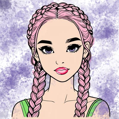 realistic girl with braids