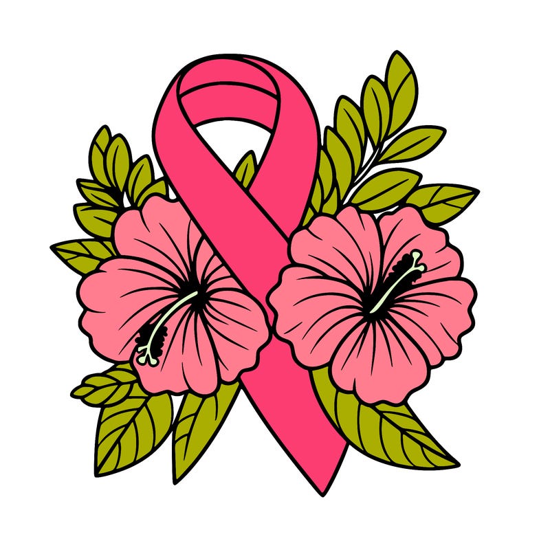 breast cancer awareness with hibiscus flowers