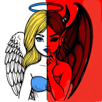 realistic angel half demon