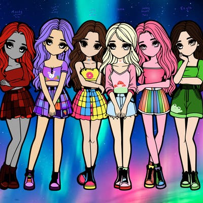 a group of girls realistic