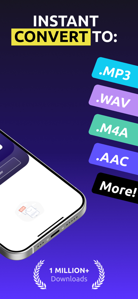 Instant audio conversion interface supporting MP3 WAV M4A and AAC formats